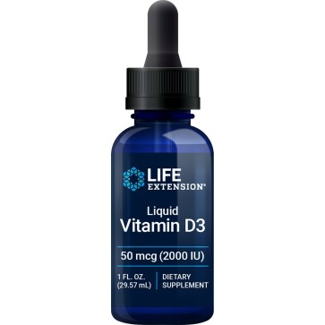 Liquid Vitamin D3, 50 mcg (2,000 IU), 1 fl oz (29.57 ml) LE Life Extension