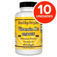 Combo: 10un Vitamina D3 10.000IU (30 softgels) - Healthy Origins