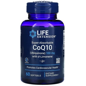 Super-Absorbable CoQ10 (Ubiquinone) with d-Limonene 100 mg 60 softgels Life Extension Life Extension
