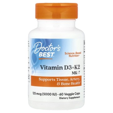 Doctor's Best, Vitamin D3 + K2, MK-7, 60 Veggie Caps Doctor's Best