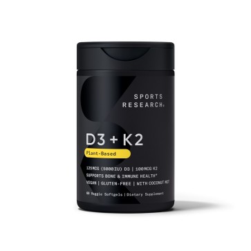 Vegan D3 250mcg (10000iu) + Vitamin K2 100mcg (60 veggie softgels) SR Sports Research