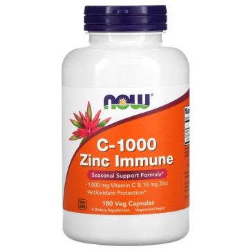 C-1000 Zinc Immune , 180 Veg Capsules Now foods Now