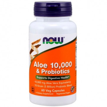 Aloe Vera 10.000 & Probióticos (60 cápsulas) - Now Foods