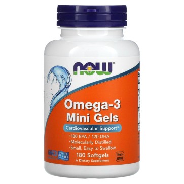 Omega-3 Mini Gels, 180 Softgels Now Now