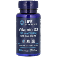 Vitamin D3 with Sea-Iodine, 125 mcg (5,000 IU), 60 Capsules Life Extension Life Extension