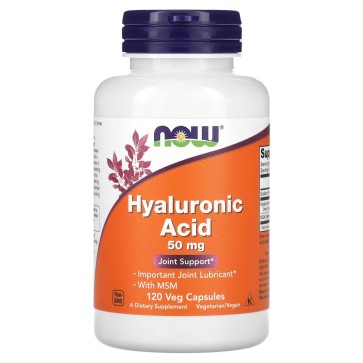 Hyaluronic Acid + MSM  50 mg, 120 Veg Capsules Now