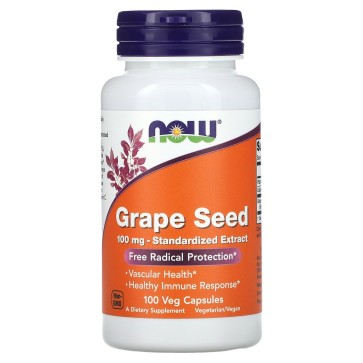 Grape Seed, Standardized Extract, 100 mg, 100 Veg Capsules Now Now