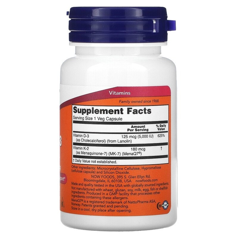 MEGA D3 & MK-7 60 VCAPS Now foods