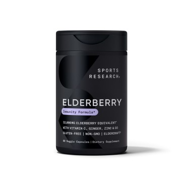 Elderberry 500mg + Vitamin D, C, Ginger & Zinc (60 veggie capsules) SR Sports Research