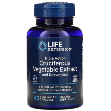 Triple Action Cruciferous Vegetable Extract and Resveratrol 60 vegetarian capsules Life Extension Life Extension