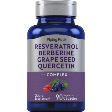 Piping Rock Resveratrol Berberine Grape Seed & Quercetin Complex  90 Capsules Piping Rock