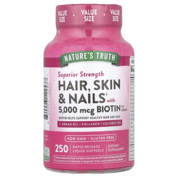 Nature's Truth, Hair, Skin & Nails with Biotin, Superior Strength, 250 Rapid Release Liquid Softgels Nature's Truth