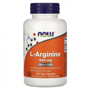 L ARGININE 500mg 100 VCAPS Now NOW