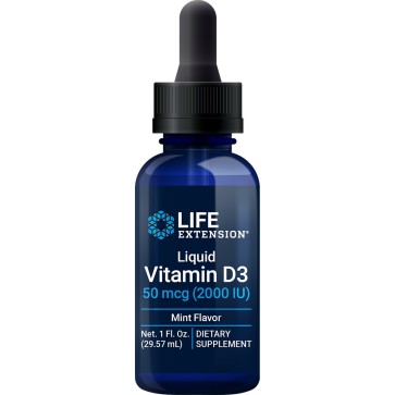 Liquid Vitamin D3, 50 mcg (2,000 IU), 1 fl oz (29.57 ml) Mint Life Life Extension