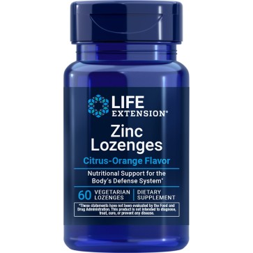 Zinc Lozenges, Citrus-Orange, 60 Vegetarian Lozenges (18.75 mg per Lozenge) Life Extension Life Extension