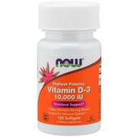 Vitamina D-3 10000IU (120 softgels) - Now Foods