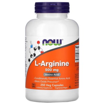 L ARGININE 500mg 250 VCAPS Now Now