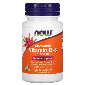 Vitamin D-3 5000 IU, 120 Loz Chewable Mint Now