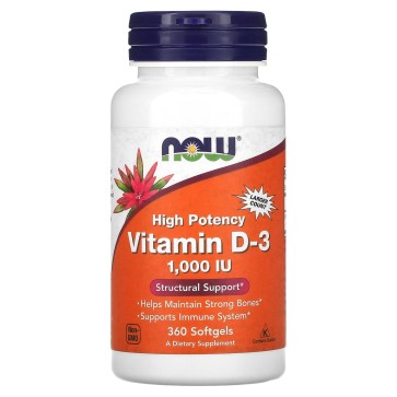 Vitamin D-3, 1,000 IU, 360 Softgels Now Now