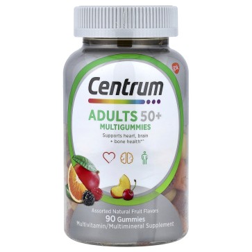 Centrum, Adults 50+ Multigummies, Assorted Natural Fruit, 90 Gummies Centrum