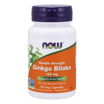 Ginkgo Biloba Double Strength 120 mg 50 Veg Capsules Now foods NOW