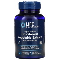 Triple Action Cruciferous Vegetable Extract and Resveratrol 60 vegetarian capsules Life Extension Life Extension