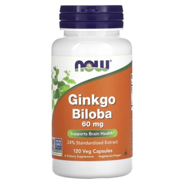 Ginkgo Biloba, 60 mg, 120 Veg Capsules Now Now