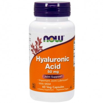 Ácido Hialurônico 50mg MSM (60 cápsulas) - Now Foods