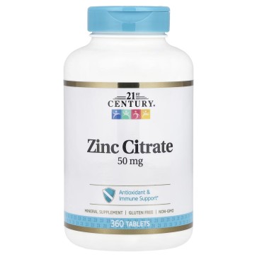 Zinc Citrate, 50 mg, 360 Tablets 21st Century 21stCentury
