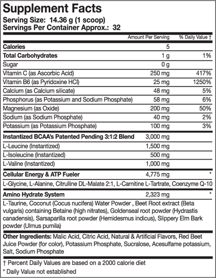 Amino 1 - Muscle Pharm - Tabela Nutricional