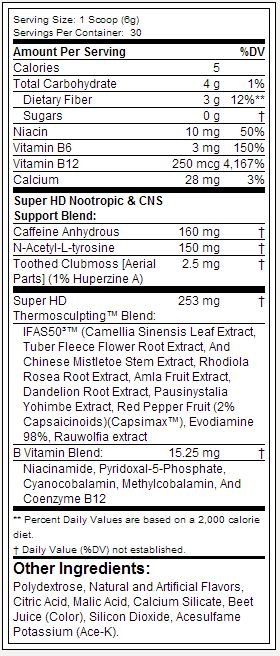 Super HD em Pó - Tabela Nutricional