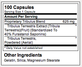 Tribulus Terrestris - Tabela Nutricional