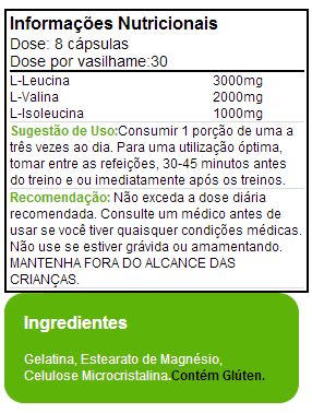 BCAA 3:1:2 MusclePharm - Tabela Nutricional