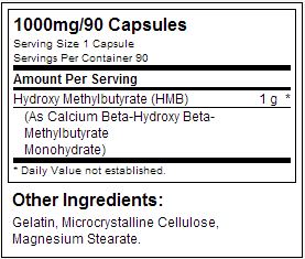 HMB Optimum - Tabela Nutricional