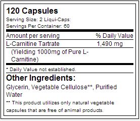 Lipo-6 Carnitine - Tabela Nutricional