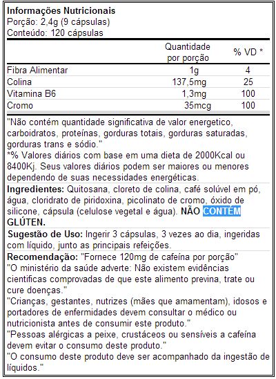 Lipo 6 - Tabela Nutricional
