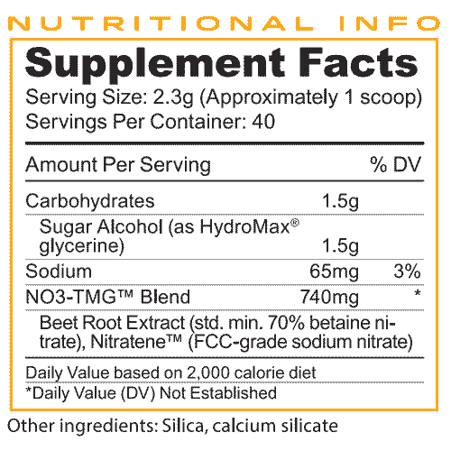 Noxygen - Tabela Nutricional