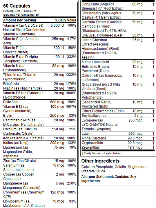 Opti-Woman - Tabela Nutricional