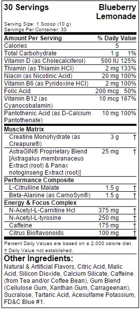 PRE-WORKOUT OPTIMUM - TABELA NUTRICIONAL