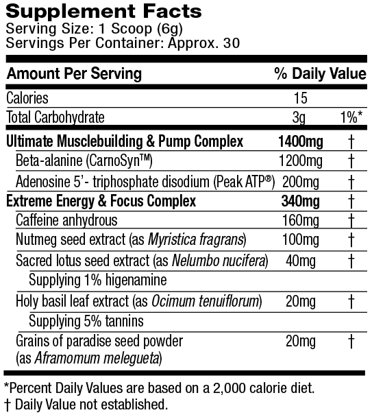 Shatter SX-7 (50 servings) - Muscletech - Tabela Nutricional